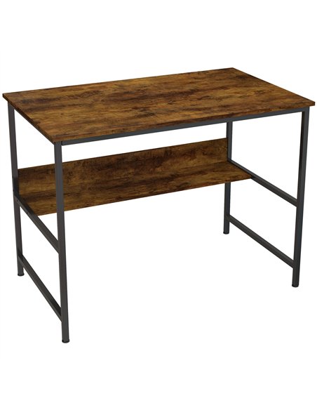 HOMCOM 2-Tier Computer Desk, 100 x 60 cm, Rustic Brown - pic 162093 | FastDaddyshop