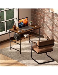 HOMCOM 2-Tier Computer Desk, 100 x 60 cm, Rustic Brown 2
