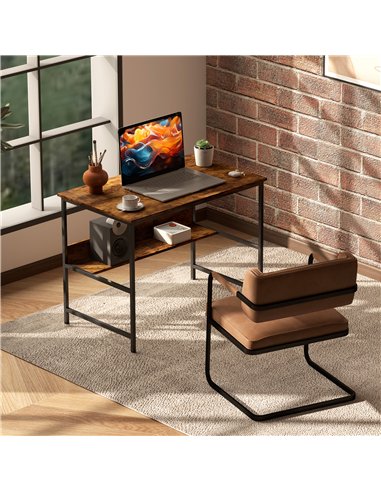 HOMCOM 2-Tier Computer Desk, 100 x 60 cm, Rustic Brown