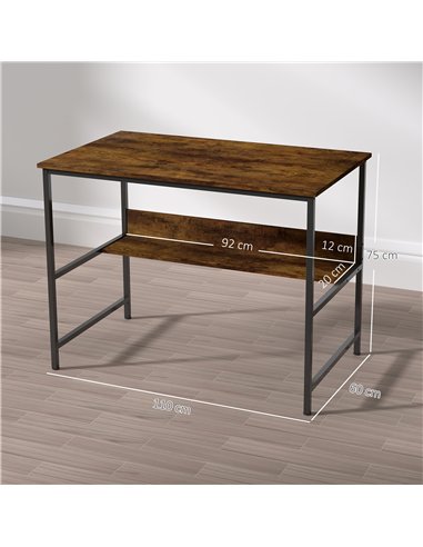 HOMCOM 2-Tier Computer Desk, 100 x 60 cm, Rustic Brown