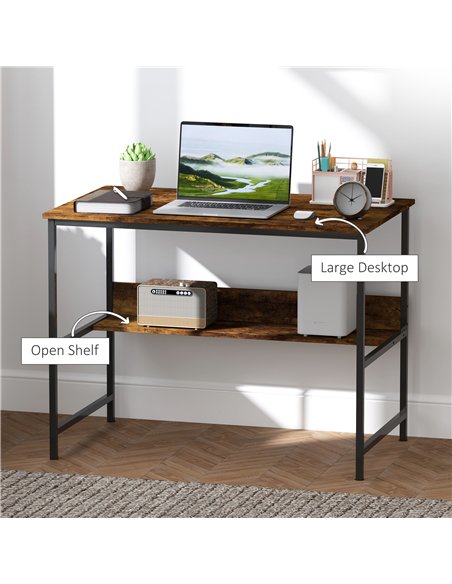 HOMCOM 2-Tier Computer Desk, 100 x 60 cm, Rustic Brown - pic 162096 | FastDaddyshop