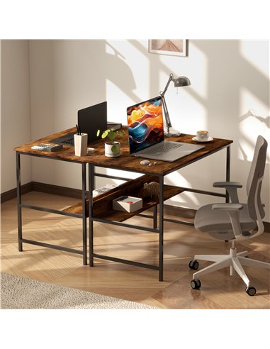 HOMCOM 2-Tier Computer Desk, 100 x 60 cm, Rustic Brown