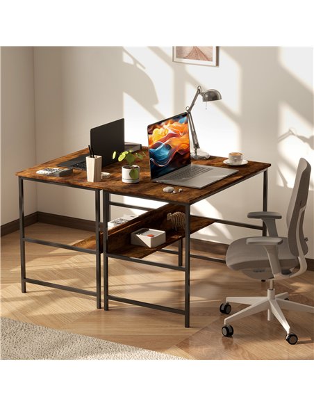 HOMCOM 2-Tier Computer Desk, 100 x 60 cm, Rustic Brown - pic 162100 | FastDaddyshop