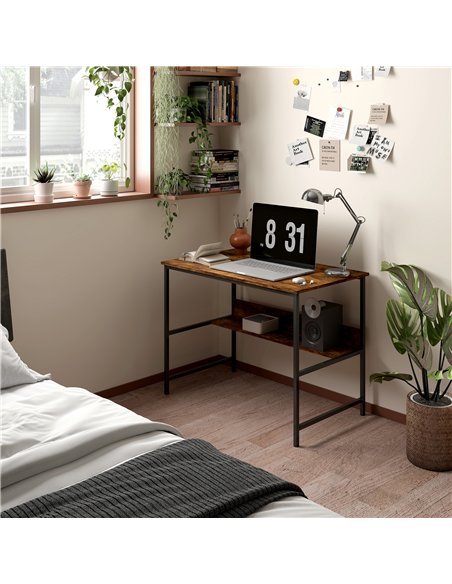 HOMCOM 2-Tier Computer Desk, 100 x 60 cm, Rustic Brown - pic 162101 | FastDaddyshop