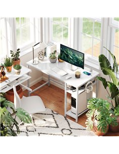 HOMCOM Computer Desk, with Power Sockets - White 2