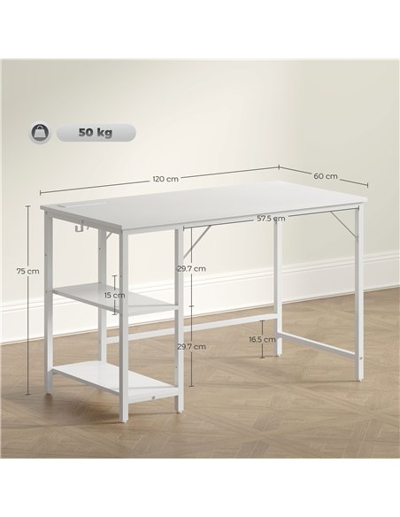HOMCOM Computer Desk, with Power Sockets - White - pic 162113 | FastDaddyshop