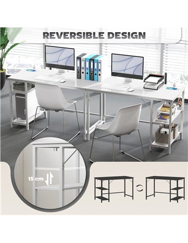 HOMCOM Computer Desk, with Power Sockets - White