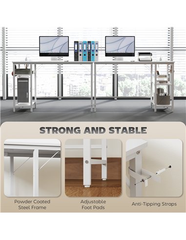 HOMCOM Computer Desk, with Power Sockets - White