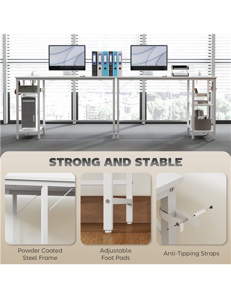 HOMCOM Computer Desk, with Power Sockets - White - pic 162117 | FastDaddyshop