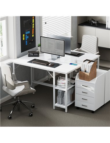 HOMCOM Computer Desk, with Power Sockets - White