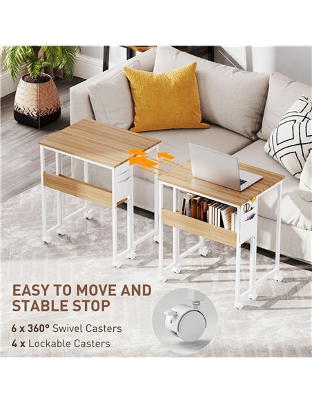 HOMCOM 63 cm Drop Leaf Writing Work Desk - Natural Wood Finish - pic 162125 | FastDaddyshop