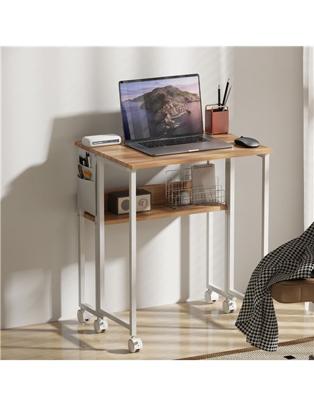 HOMCOM 63 cm Drop Leaf Writing Work Desk - Natural Wood Finish - pic 162126 | FastDaddyshop