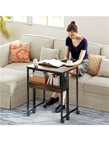 HOMCOM 63 cm Drop Leaf Writing Work Desk - Rustic Brown - pic 162130 | FastDaddyshop