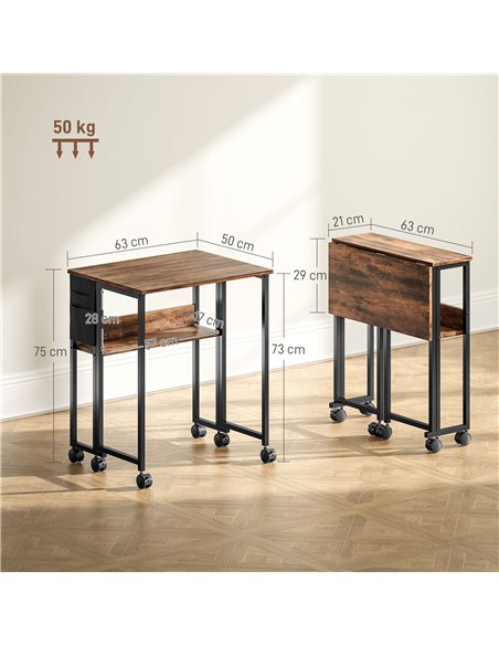 HOMCOM 63 cm Drop Leaf Writing Work Desk - Rustic Brown - pic 162131 | FastDaddyshop