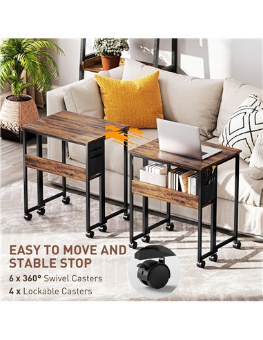 HOMCOM 63 cm Drop Leaf Writing Work Desk - Rustic Brown