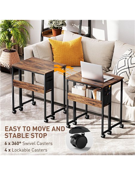 HOMCOM 63 cm Drop Leaf Writing Work Desk - Rustic Brown - pic 162134 | FastDaddyshop