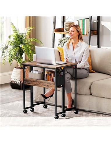 HOMCOM 63 cm Drop Leaf Writing Work Desk - Rustic Brown