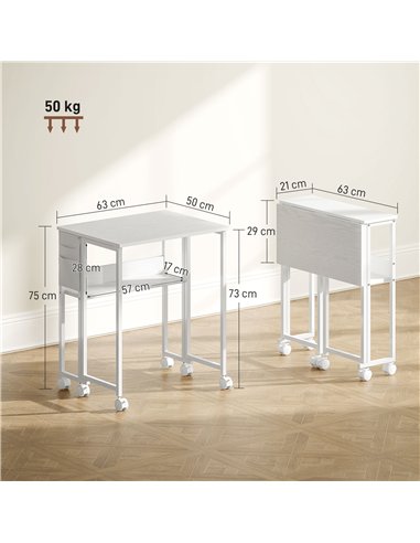 HOMCOM 63 cm Drop Leaf Writing Work Desk - White