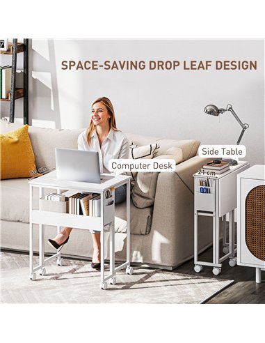 HOMCOM 63 cm Drop Leaf Writing Work Desk - White
