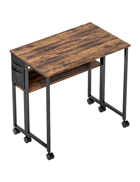 HOMCOM 80 cm Drop Leaf Writing Work Desk - Rustic Brown - pic 162147 | FastDaddyshop