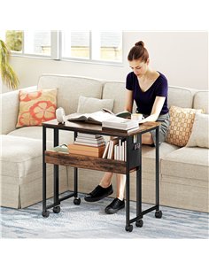 HOMCOM 80 cm Drop Leaf Writing Work Desk - Rustic Brown 2