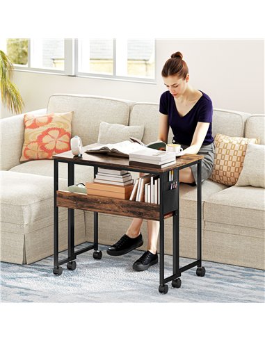 HOMCOM 80 cm Drop Leaf Writing Work Desk - Rustic Brown