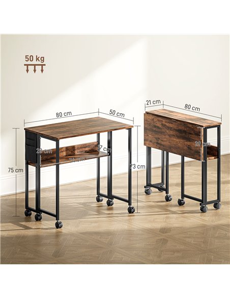 HOMCOM 80 cm Drop Leaf Writing Work Desk - Rustic Brown - pic 162149 | FastDaddyshop