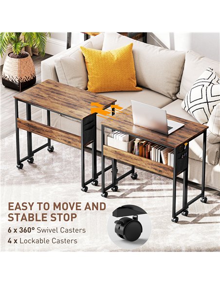 HOMCOM 80 cm Drop Leaf Writing Work Desk - Rustic Brown - pic 162152 | FastDaddyshop