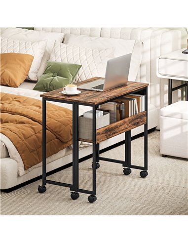 HOMCOM 80 cm Drop Leaf Writing Work Desk - Rustic Brown