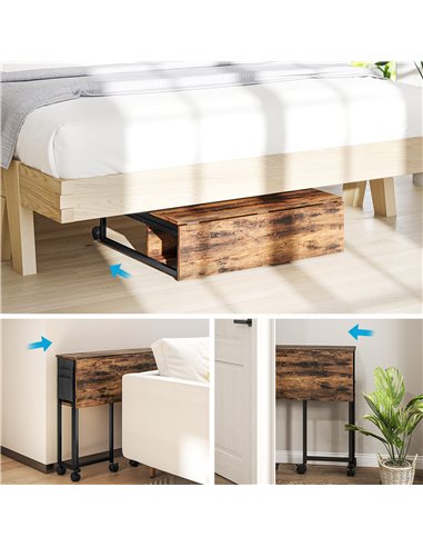HOMCOM 80 cm Drop Leaf Writing Work Desk - Rustic Brown