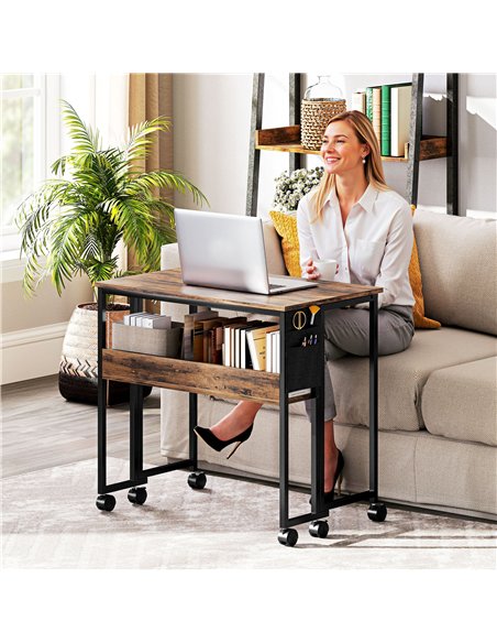 HOMCOM 80 cm Drop Leaf Writing Work Desk - Rustic Brown - pic 162155 | FastDaddyshop