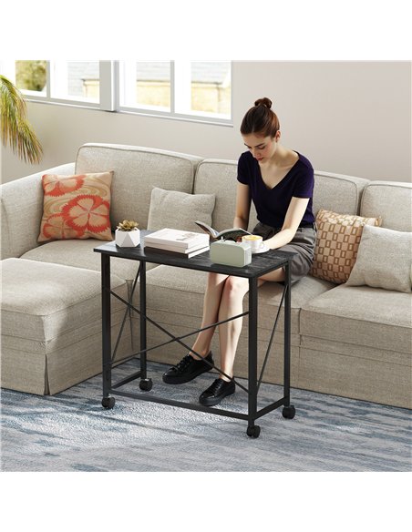 HOMCOM 80 cm Folding Desk on Wheels - Black - pic 162157 | FastDaddyshop