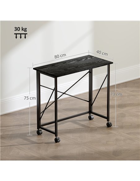 HOMCOM 80 cm Folding Desk on Wheels - Black - pic 162158 | FastDaddyshop