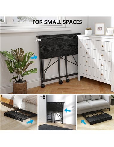 HOMCOM 80 cm Folding Desk on Wheels - Black