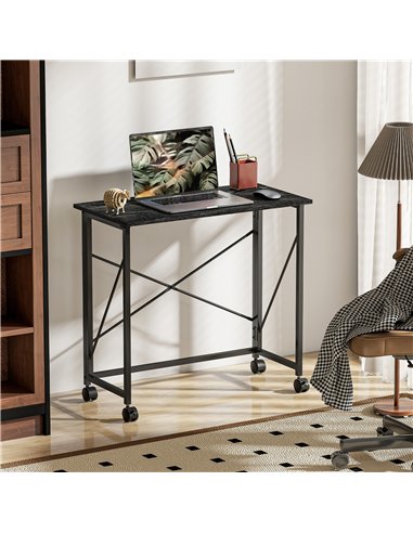 HOMCOM 80 cm Folding Desk on Wheels - Black