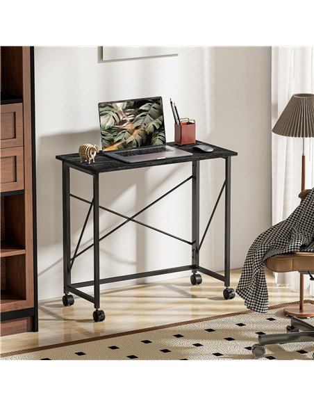 HOMCOM 80 cm Folding Desk on Wheels - Black - pic 162162 | FastDaddyshop