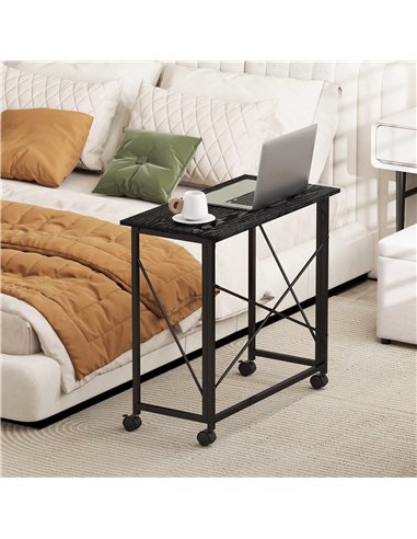 HOMCOM 80 cm Folding Desk on Wheels - Black