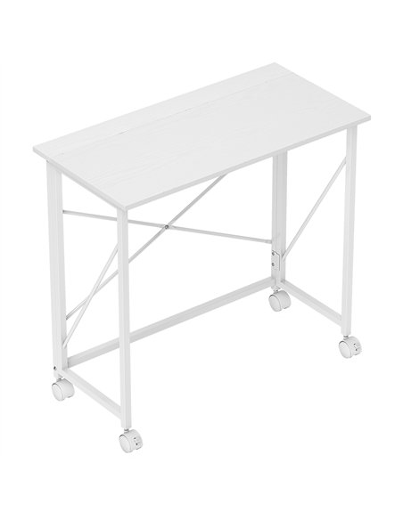 HOMCOM 80 cm Folding Desk on Wheels - White - pic 162174 | FastDaddyshop