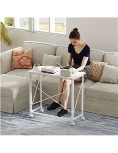 HOMCOM 80 cm Folding Desk on Wheels - White 2