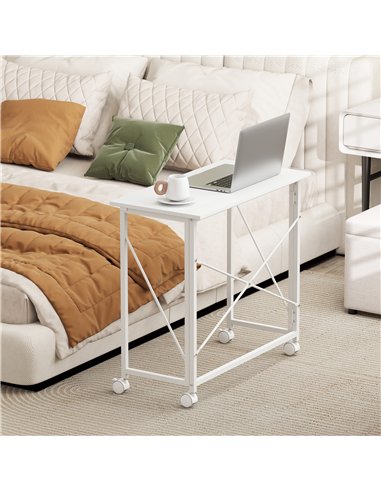 HOMCOM 80 cm Folding Desk on Wheels - White