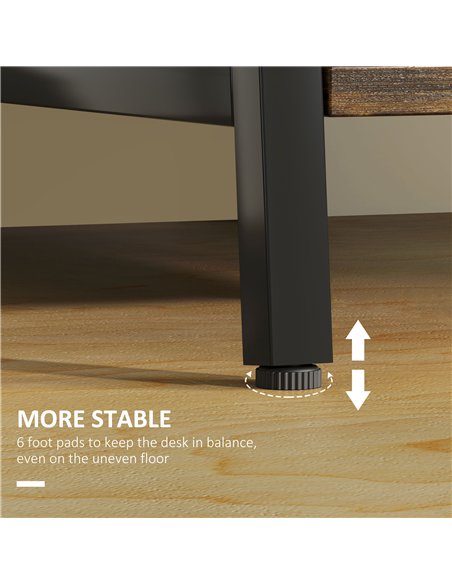 HOMCOM Industrial-Style Work Desk, with Shelves - Brown/Black - pic 162188 | FastDaddyshop