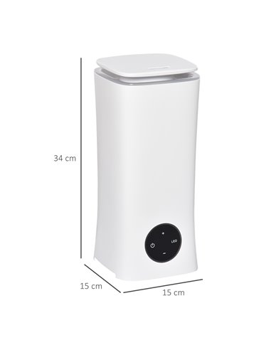 Homcom 2L Cool Air Humidifier Ultrasonic with 3 Adjustable Mist Mode, Auto Shut Off, White