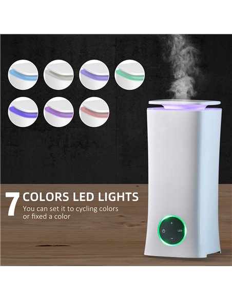 Homcom 2L Cool Air Humidifier Ultrasonic with 3 Adjustable Mist Mode, Auto Shut Off, White - pic 16221 | FastDaddyshop