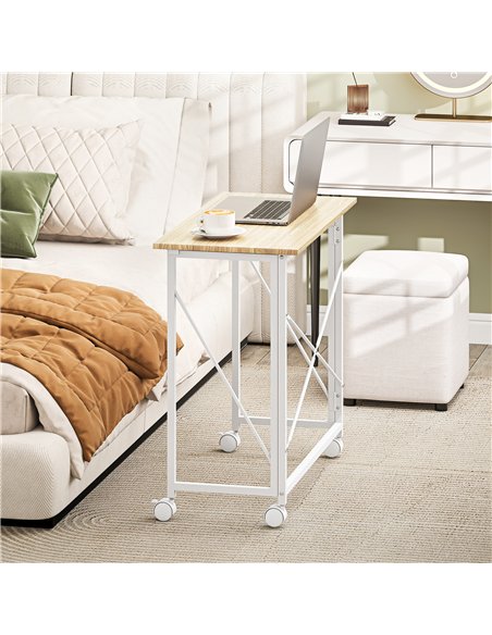 HOMCOM 80 cm Folding Desk on Wheels - Natural Tone - pic 162216 | FastDaddyshop