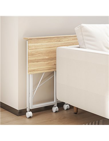 HOMCOM 80 cm Folding Desk on Wheels - Natural Tone