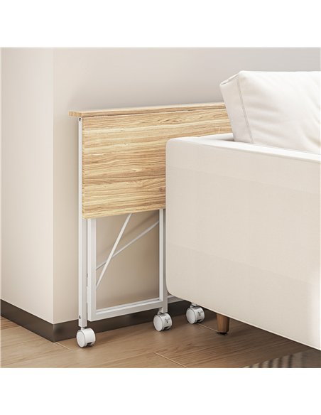 HOMCOM 80 cm Folding Desk on Wheels - Natural Tone - pic 162218 | FastDaddyshop