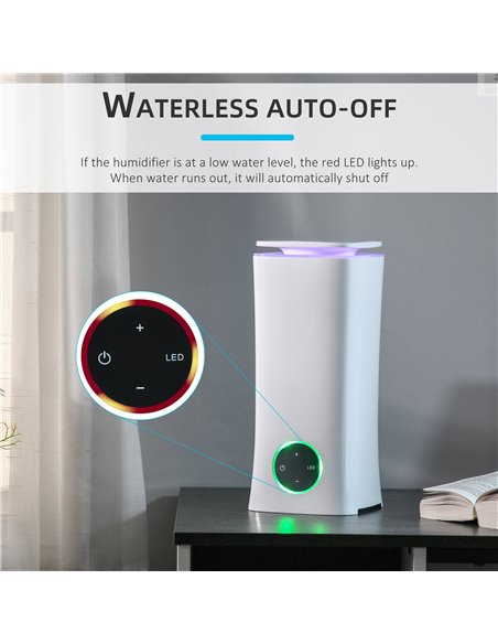Homcom 2L Cool Air Humidifier Ultrasonic with 3 Adjustable Mist Mode, Auto Shut Off, White - pic 16222 | FastDaddyshop