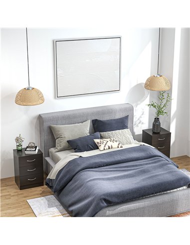 HOMCOM Bedside Cabinet with Drawer and Shelf, White Bedside Table for Bedroom, Living Room, Nightstand Side Table with Metal Rai