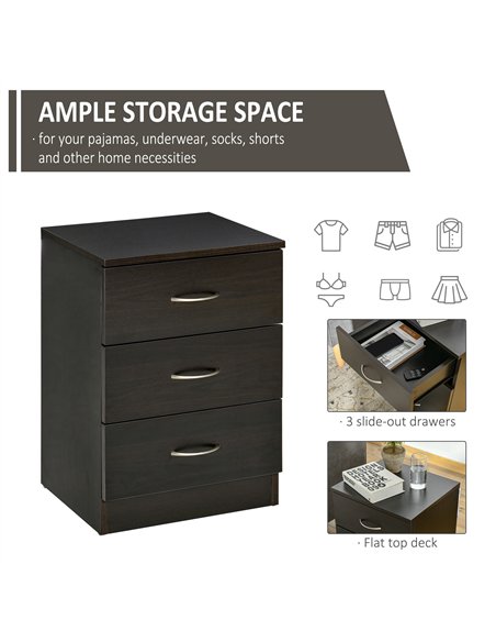 HOMCOM Bedside Cabinet with Drawer and Shelf, White Bedside Table for Bedroom, Living Room, Nightstand Side Table with Metal Rai - pic 162221 | FastDaddyshop
