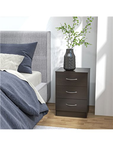 HOMCOM Bedside Cabinet with Drawer and Shelf, White Bedside Table for Bedroom, Living Room, Nightstand Side Table with Metal Rai